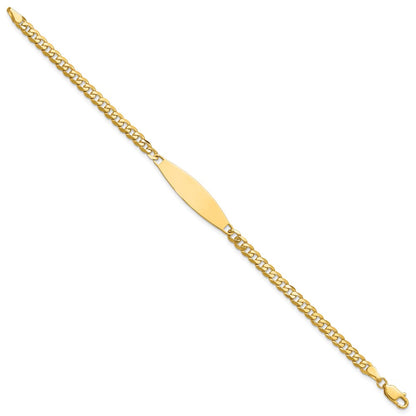 14K Yellow Gold Polished Solid Chain/Solid Plate Flat Curb Link 29.5x8mm Plate 8 Inch ID Bracelet