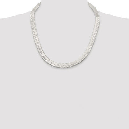 Sterling Silver Rhodium-plated 10.5mm Magic Herringbone 22 Inch Chain