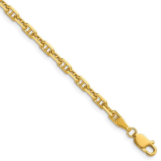 14K Yellow Gold 3.5mm D/C Mariner Anchor 8 Inch Chain