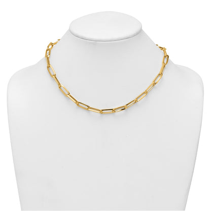 14K Yellow Gold Polished 7mm Paperclip Link Chain 17.5 Inch Necklace