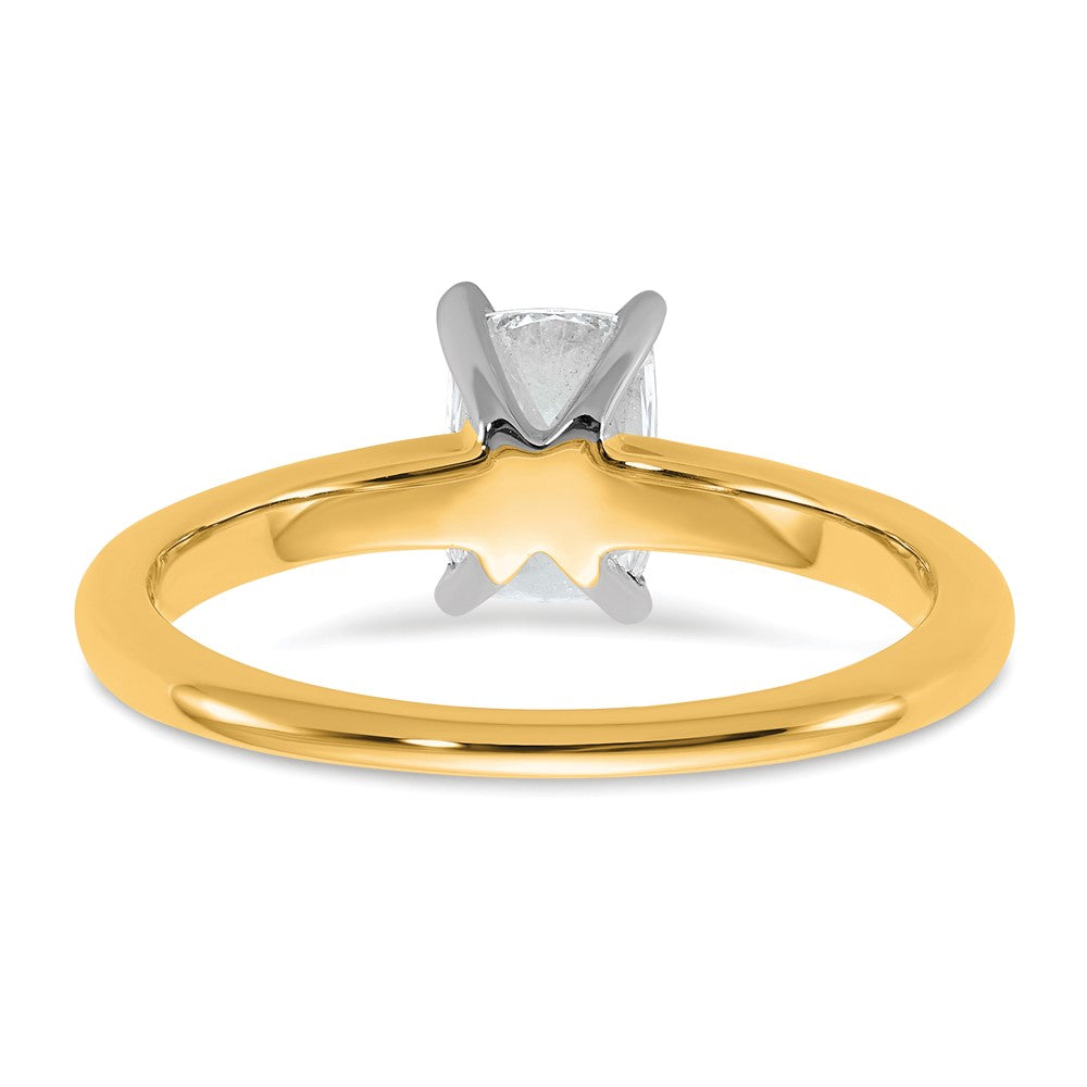 14K Two-Tone Gold Two-tone 1 carat VS+ F+ Lab Grown Diamond Ketan Cut Long Cushion Solitaire Engagement Ring