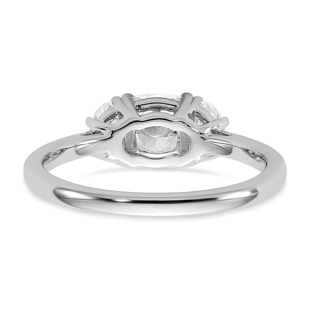 14K White Gold 1 3/8 carat Certified Lab Grown Diamond VS/SI+ G+ Complete Cushion and Half Moon Three Stone Engagement Ring