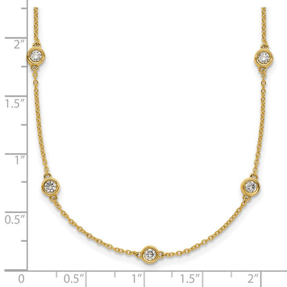 14K Yellow Gold Complete 3/4 carat Bezel-set Diamond and Cable Chain 13-Station 16 Inch Necklace