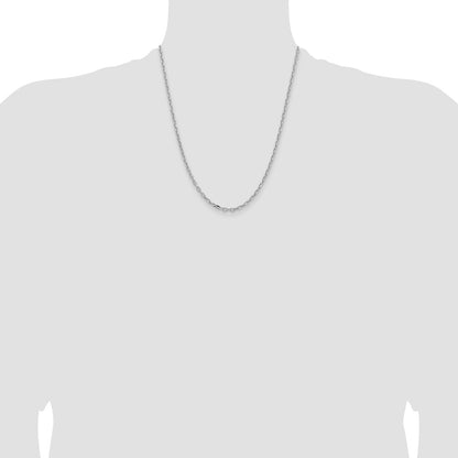 14K White Gold 3mm Semi-solid D/C Open Link Cable 22 Inch Chain