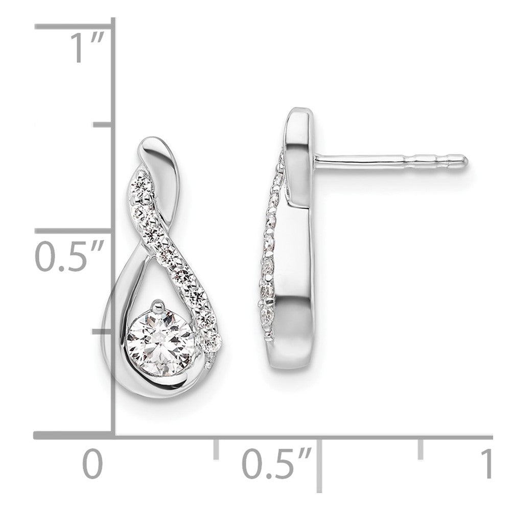 14K White Gold Polished 5/8 carat Diamond Teardrop Post Earrings