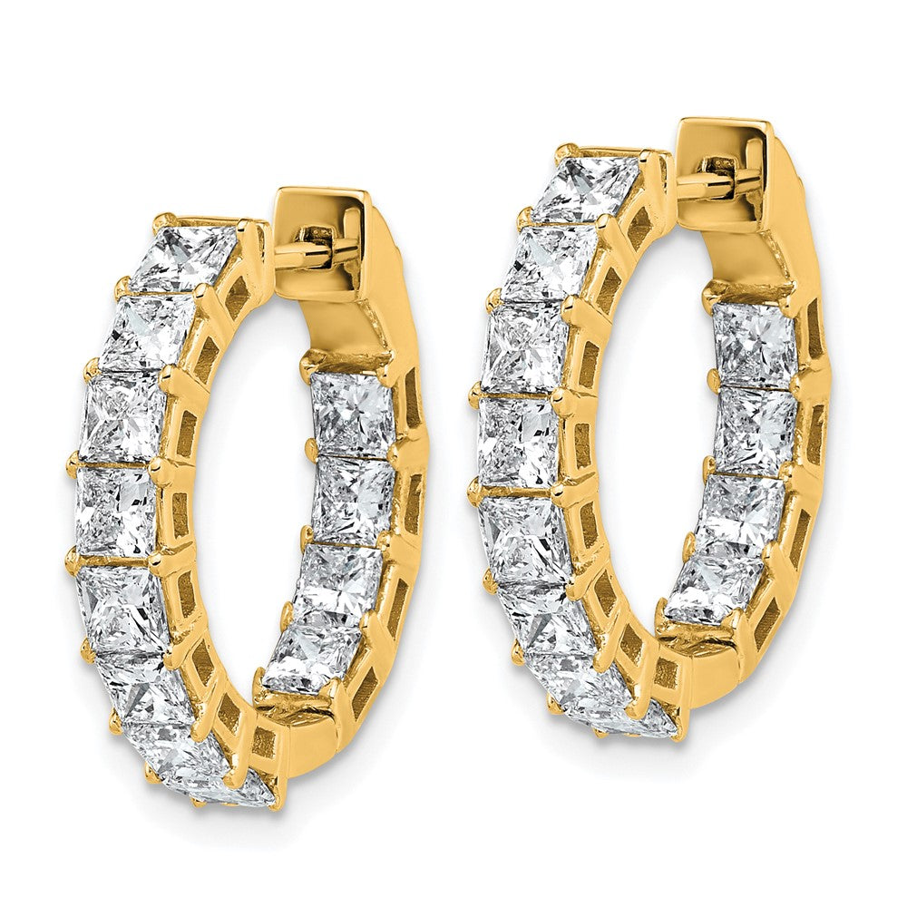 14K Yellow Gold Inside/Outside Cert Lab Grown VS/SI FGH Princess Diamond Hoop Earrings