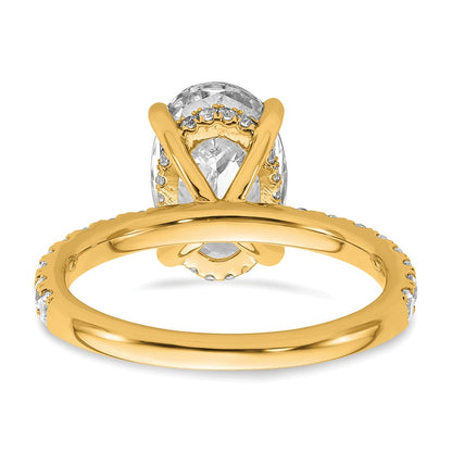 14K Yellow Gold 3 1/2 carat Certified Lab Grown Diamond VS/SI+ G+ Oval Complete Solitaire with Flair Engagement Ring
