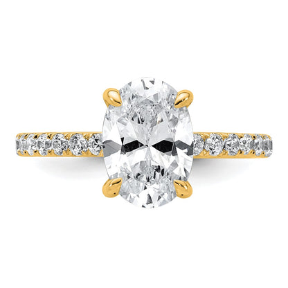 14K Yellow Gold 2 5/8 carat Certified Lab Grown Diamond VS+ F+ Oval Complete Solitaire with Flair Engagement Ring