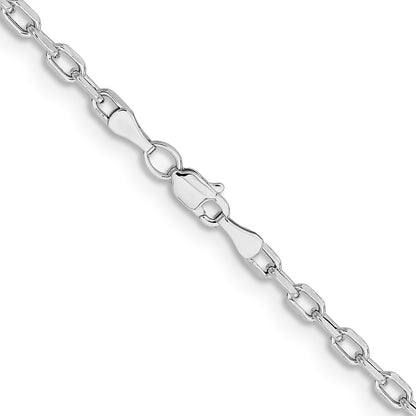 14K White Gold 3mm Semi-solid D/C Open Link Cable 20 Inch Chain
