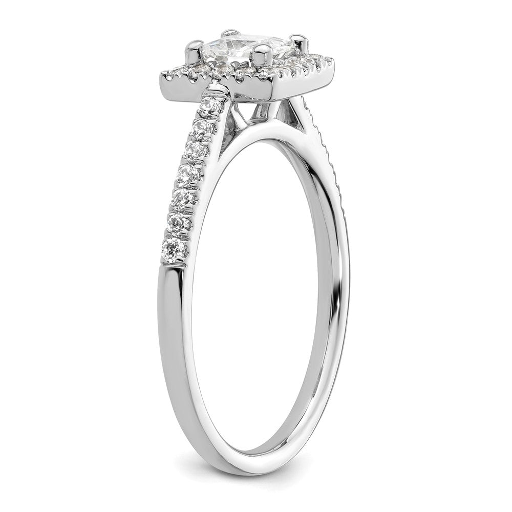14K White Gold Halo Plus (Holds 1/2 carat (4.5mm) Princess Center) 1/3 carat Diamond Semi-Mount Engagement Ring