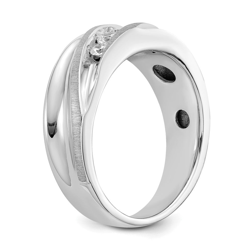 True Origin 14K White Gold Men's 1/2 carat Lab Grown Diamond VS/SI  D E F  Brushed and Polished Wedding Band Ring