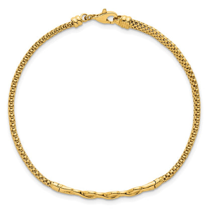 14K Yellow Gold Polished 3-Infinity 7.5 Inch Fancy Mesh Link Bracelet