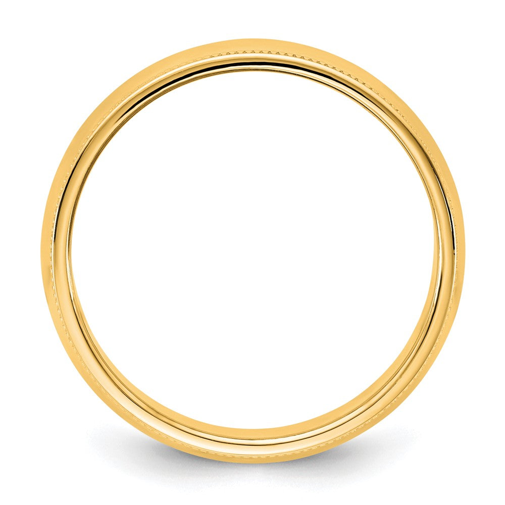 14K Yellow Gold 6.5mm Milgrain Half Round Wedding Band Ring
