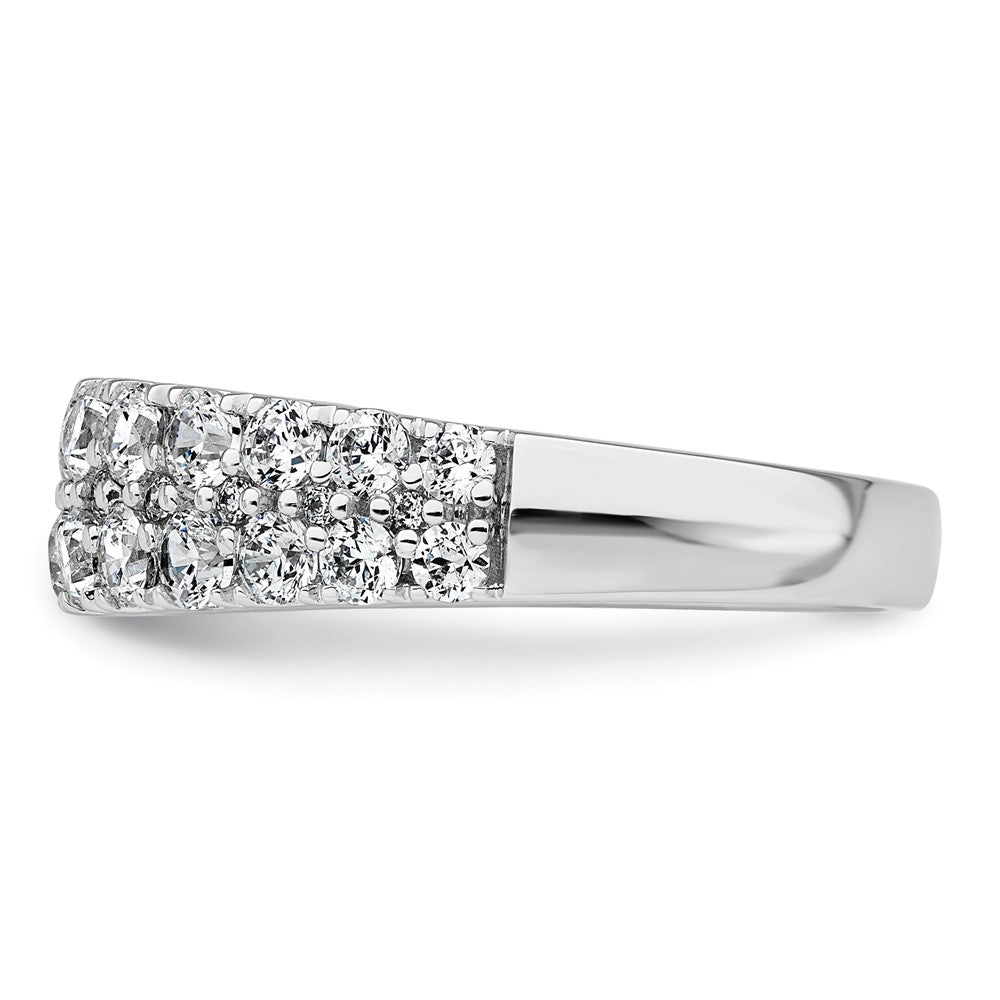 True Origin 14K White Gold 1 1/4 carat Lab Grown Diamond VS+ F+ Double Row Complete Wedding Band Ring