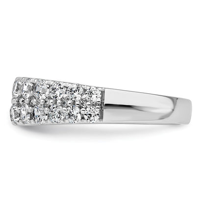 True Origin 14K White Gold 1 1/4 carat Lab Grown Diamond VS+ F+ Double Row Complete Wedding Band Ring