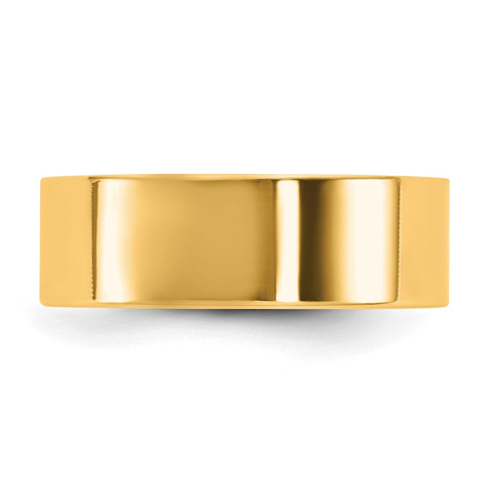 14K Yellow Gold 6.5mm LTW Flat Wedding Band Ring
