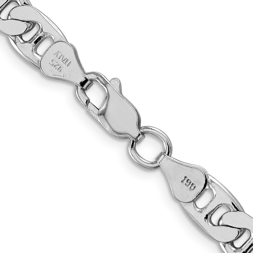 Sterling Silver Rhodium-plated 6.5mm Flat Anchor 22 Inch Chain