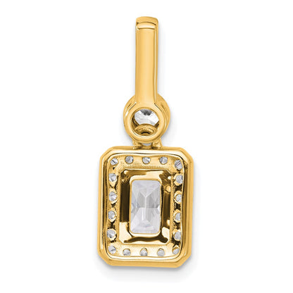 14K Yellow Gold 2 carat Lab Grown Diamond VS/SI+ G+ Radiant Complete Halo Pendant