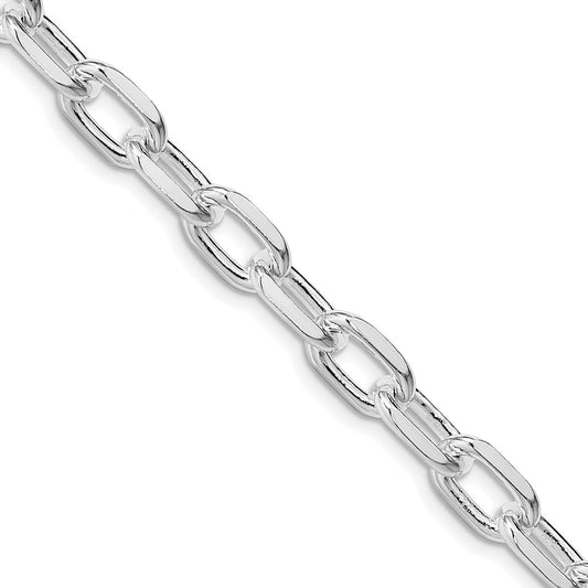 Sterling Silver Rhodium-plated 7.5mm Diamond-cut Long Link Cable 26 Inch Chain