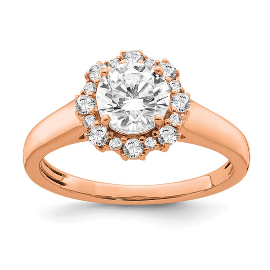 True Origin 14K Rose Gold 1/4 carat Lab Grown Diamond VS+ F+ Semi-Mount Round Halo Engagement Ring