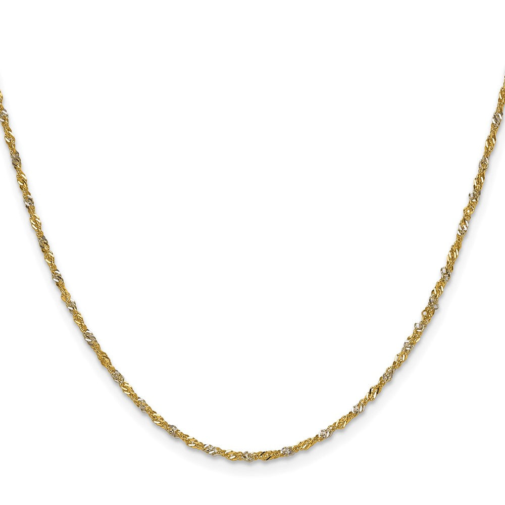 14K Yellow Gold with Rhodium 1.65mm Singapore 18 Inch Chain
