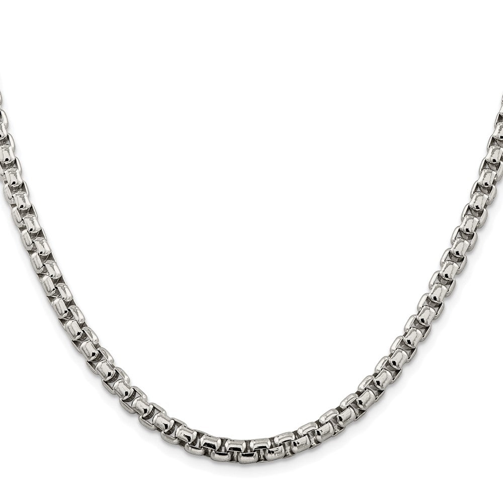Sterling Silver Rhodium-plated 5.2mm Round Box 18 Inch Chain