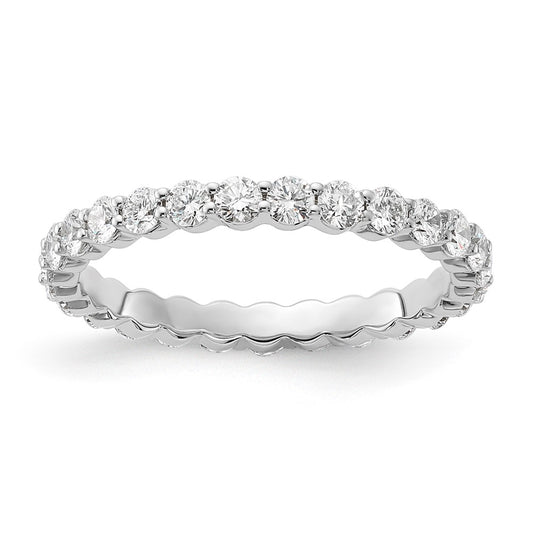 14K White Gold 1 carat Lab Grown Diamond VS+ F+ Round Complete Channel Set Size 5.5 Eternity Wedding Band Ring