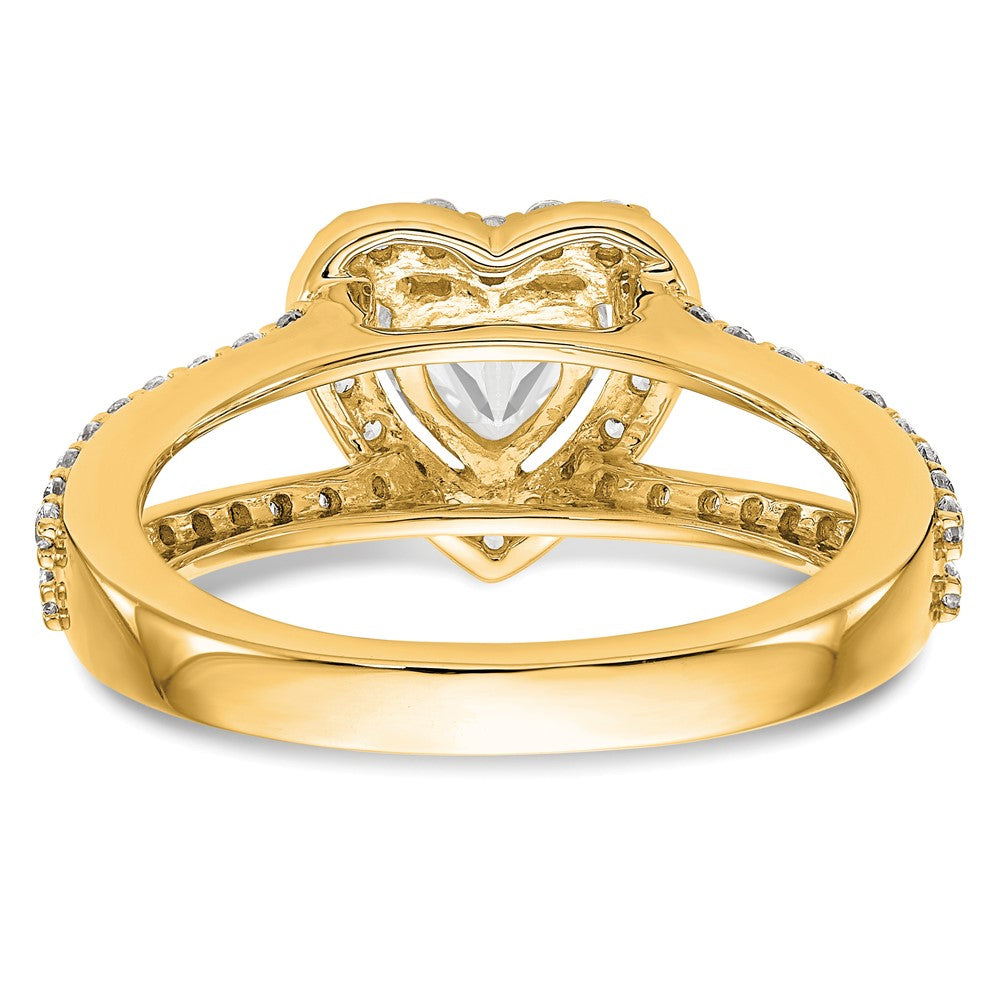 14K Yellow Gold Diamond Heart Semi-Mount Halo Engagement Ring