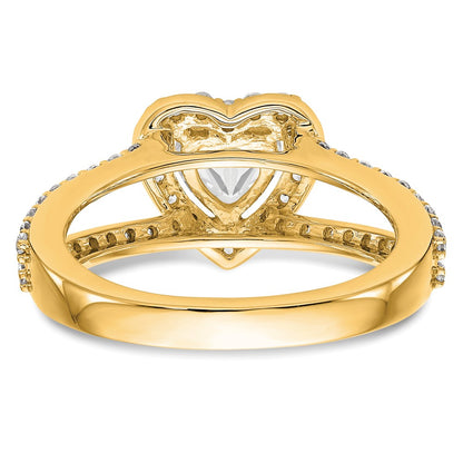 14K Yellow Gold Diamond Heart Semi-Mount Halo Engagement Ring