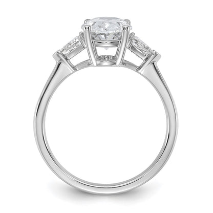 14K White Gold 2 1/2 carat Certified Lab Grown Diamond VS/SI+ G+ Complete Oval and Trillion Three Stone Engagement Ring