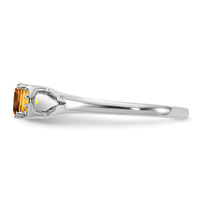 14K White Gold Polished Diamond and Citrine Fashion Ring