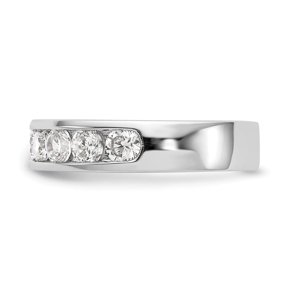 14K White Gold 9-Stone 1.3 carat Round Diamond Complete Channel Wedding Band Ring