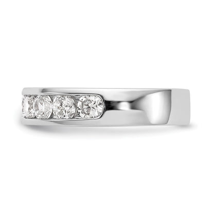 14K White Gold 9-Stone 1.3 carat Round Diamond Complete Channel Wedding Band Ring