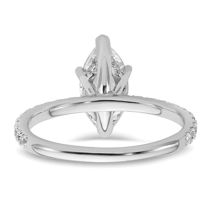 14K White Gold 2 carat Certified Lab Grown Diamond VS/SI+ G+ Marquise Complete Solitaire with Flair Engagement Ring