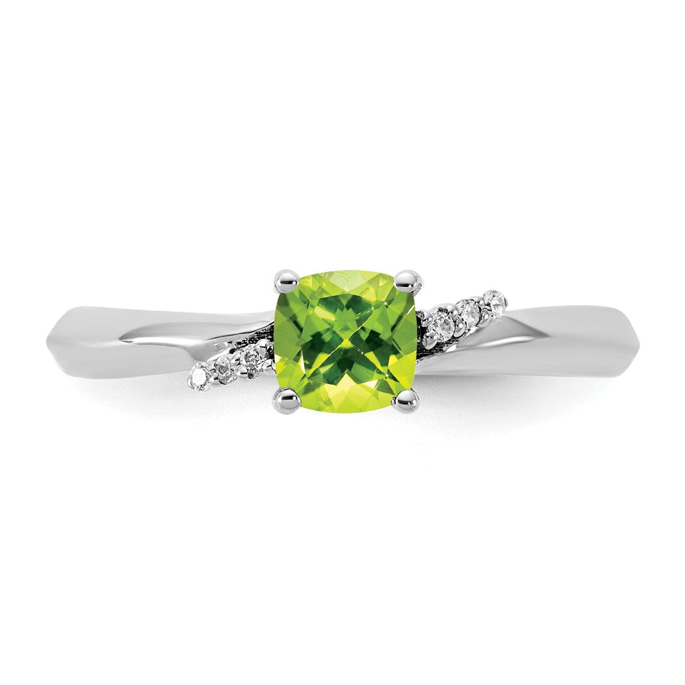 14K White Gold Polished Diamond and Peridot Fashion Ring