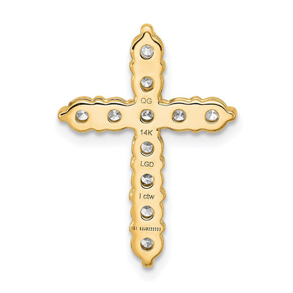 14K Yellow Gold Certified Lab Grown Diamond 1ctw VS/SI FGH Cross Pendant