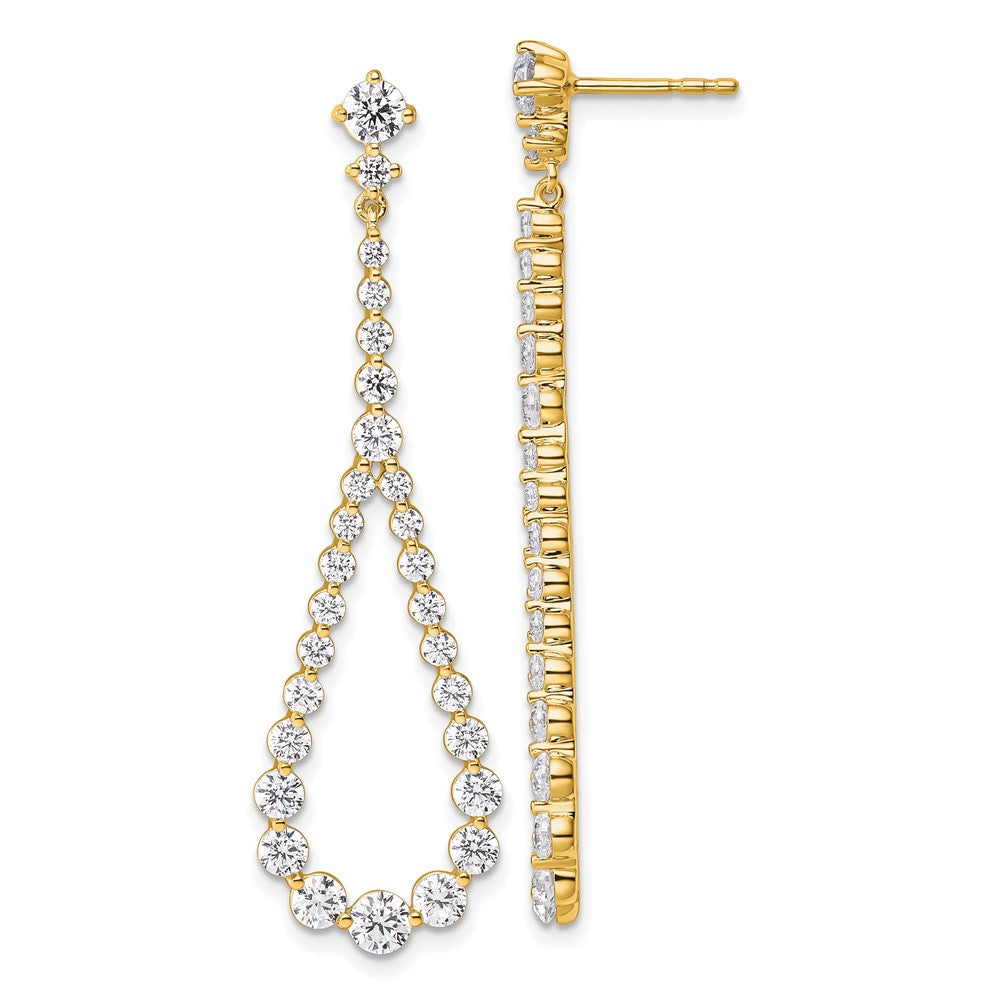 14K Yellow Gold 3 carat Lab Grown Diamond VS+ F+ Complete Fashion Teardrop Earrings