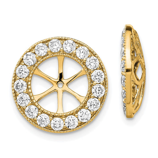 14K Yellow Gold 1.19 carat Diamond Circle Earring Jackets
