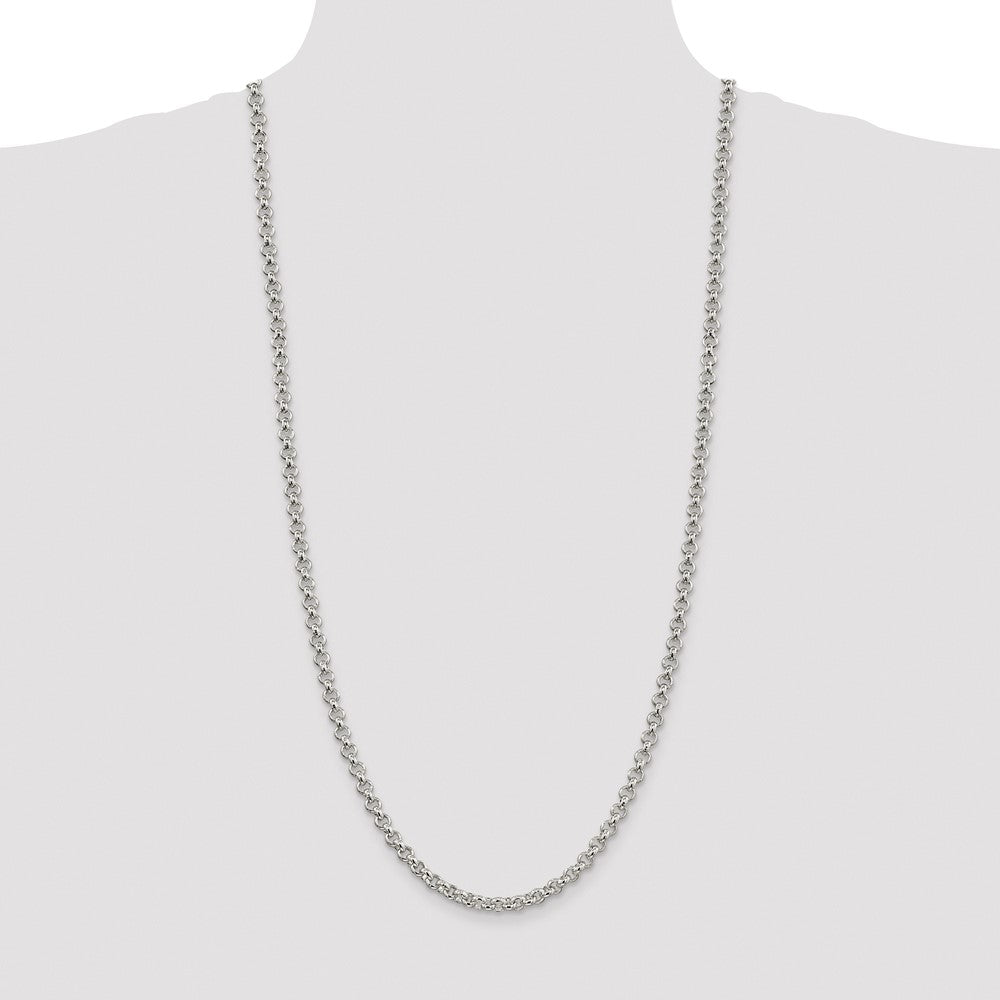 Sterling Silver Rhodium-plated 5mm Rolo 30 Inch Chain
