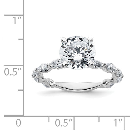True Origin 14K White Gold 5/8 carat Lab Grown Diamond VS+ F+ Semi-Mount Round Engagement Ring