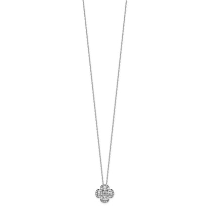 14K White Gold Lab Grown VS/SI+ G+ Diamond Cluster Pendant with Chain