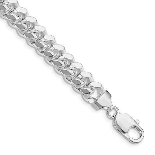 Sterling Silver Rhodium-plated 9mm Polished Domed Curb Chain