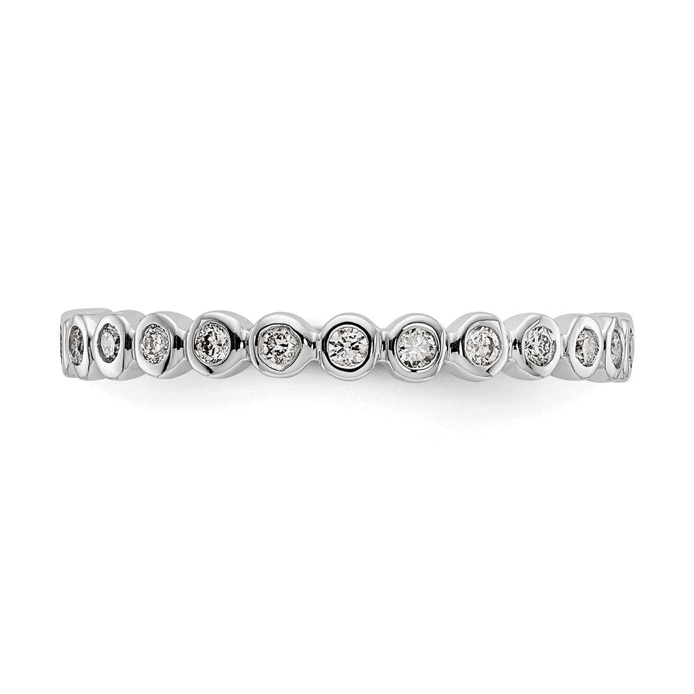 14K White Gold Polished 1/3ct Bezel Set Diamond Eternity Wedding Band Ring