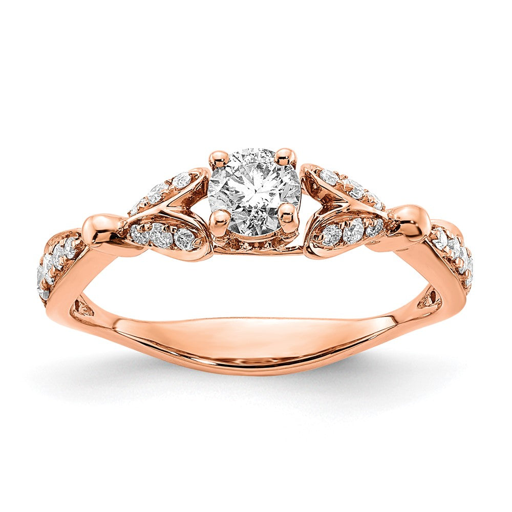 14K Rose Gold Two Hearts Diamond Semi-mount Engagement Ring