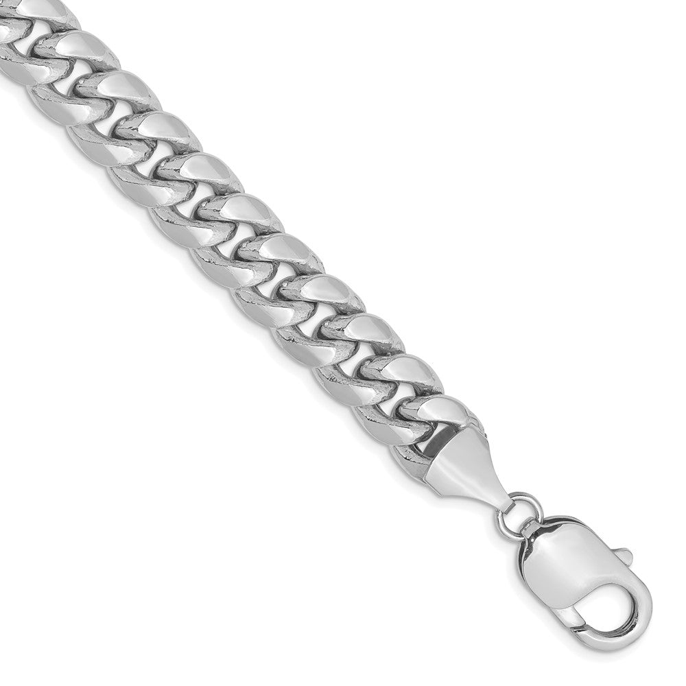 14K White Gold 9.3mm Semi-Solid Miami Cuban 8 Inch Chain