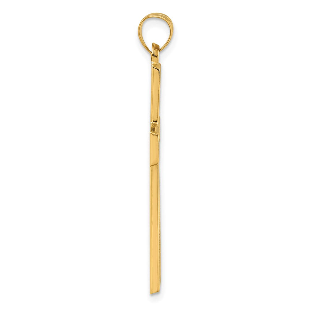 14K Yellow Gold with Rhodium Polished Latin Cross Pendant