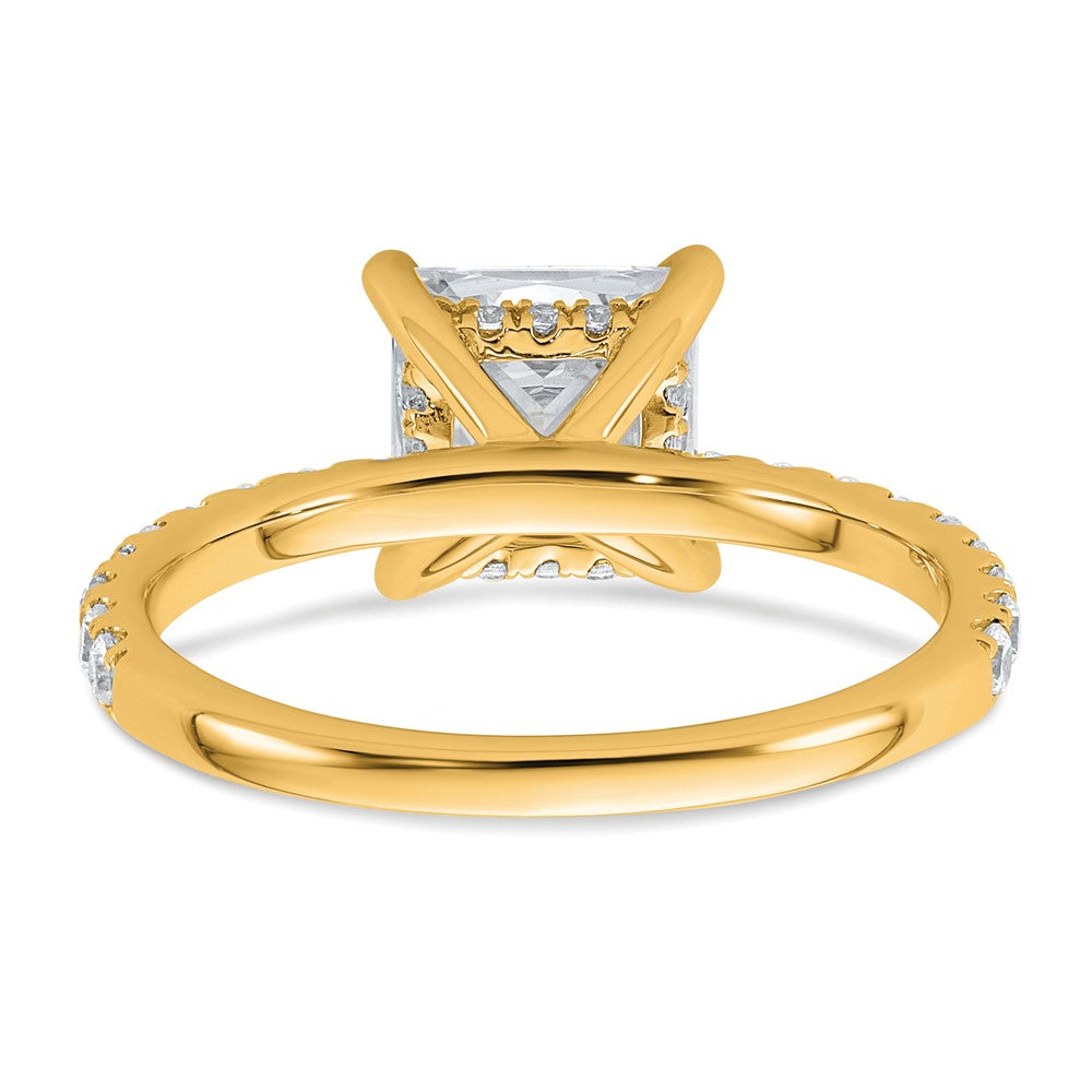 14K Yellow Gold 2 1/2 carat Certified Lab Grown Diamond VS+ F+ Princess Complete Solitaire with Flair Engagement Ring