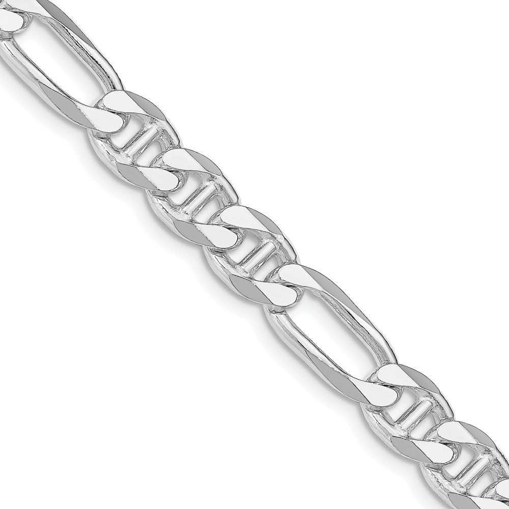 Sterling Silver Rhodium-plated 8.25mm Figaro Anchor 22 Inch Chain