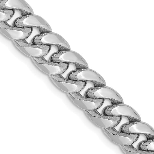 14K White Gold 7.3mm Semi-Solid Miami Cuban 22 Inch Chain