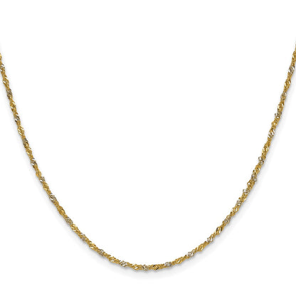 14K Yellow Gold with Rhodium 1.65mm Singapore 16 Inch Chain
